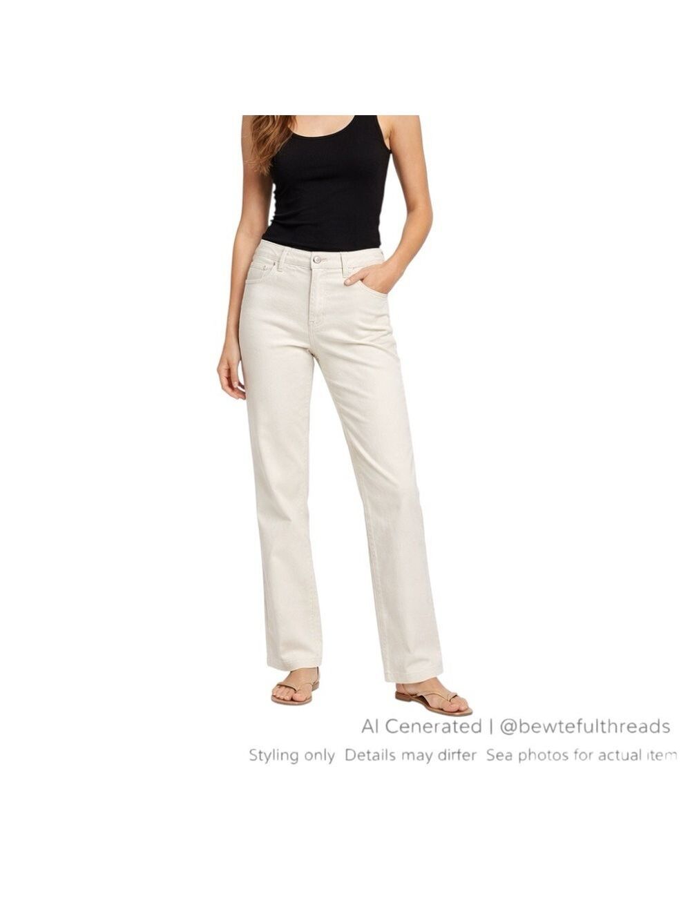 KAFFE Cream Straight Leg Cotton Blend Trousers EU 38 (Fits US 6)